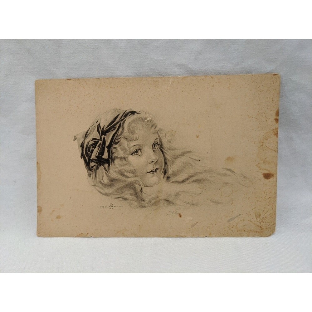The Ullman MFG Co N Y Little Girl Sketch Postcard 6" X 4"
